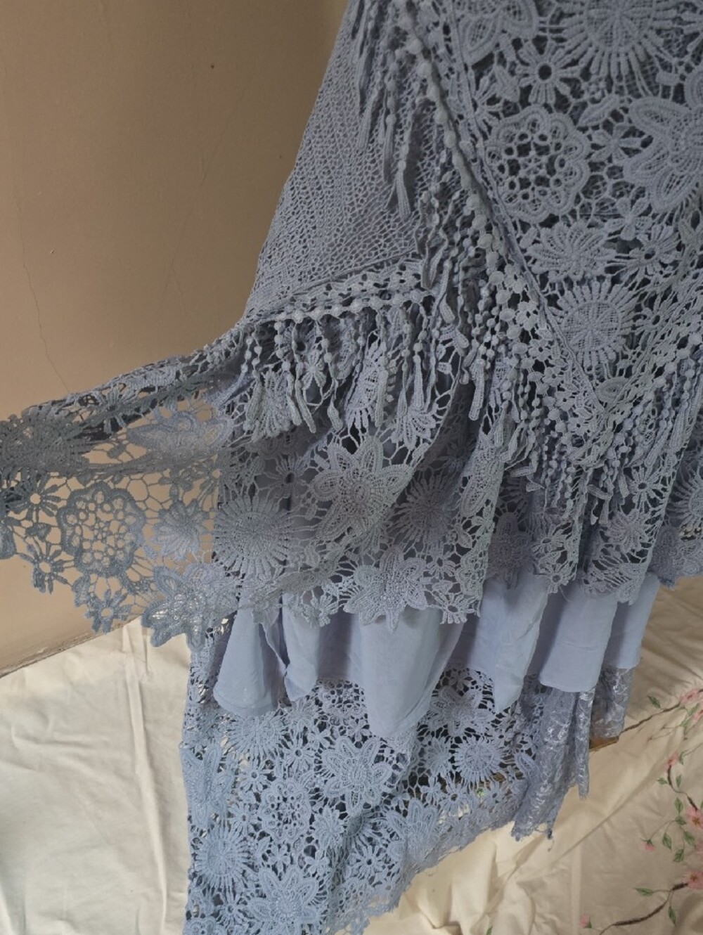 Crochet Lace Maxi Skirt in Dusty Blue - Picture 15 of 16
